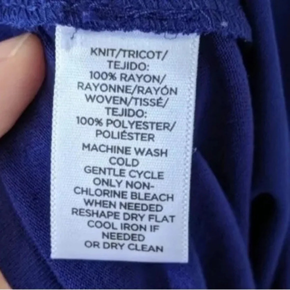 Ann Taylor LOFT Cobalt Blue Ruffle Cold Open Shoulder Long Sleeve Blouse Size M - Picture 5 of 6